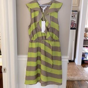 NWT BCBGeneration Green Striped Dress Sz Xs